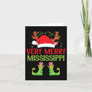Festive Christmas Elf Santa Claus Very Merry In Mi Card