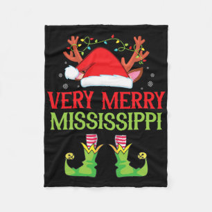 Festive Christmas Elf Santa Claus Very Merry In Mi Fleece Blanket