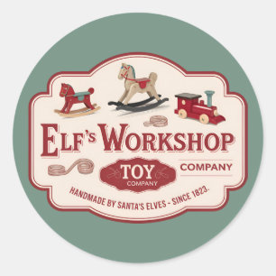 Festive Christmas Elf workshop  Classic Round Sticker