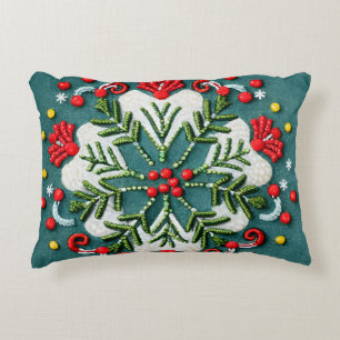 Festive Christmas Embroidery Design for Holiday Decorative Cushion