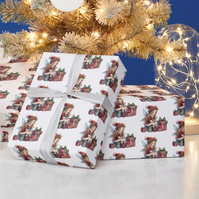 Festive Christmas fairy elf tiled pattern  Wrapping Paper (Holidays)