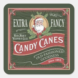 Festive Christmas fancy candy canes Square Sticker