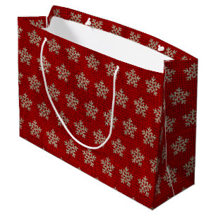 festive Christmas faux burlap tiled rustic Large Gift Bag