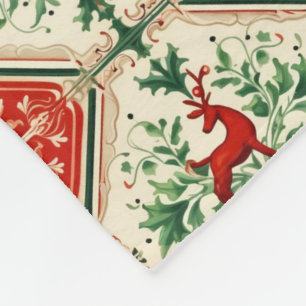Festive Christmas faux patchwork style vintage Fleece Blanket