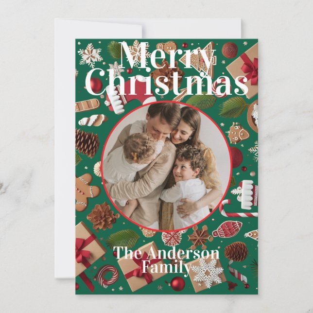Festive Christmas Flat Holiday Card (Front)