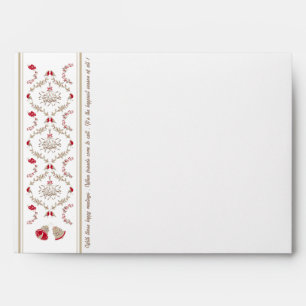 Festive Christmas Floral Damask Red Beige Envelope