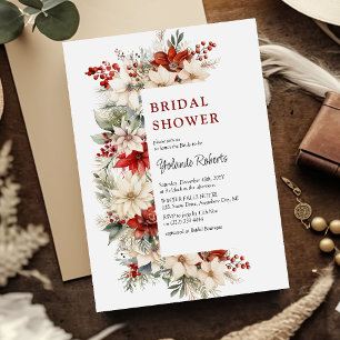 Festive Christmas Florals Bridal Shower Invitation