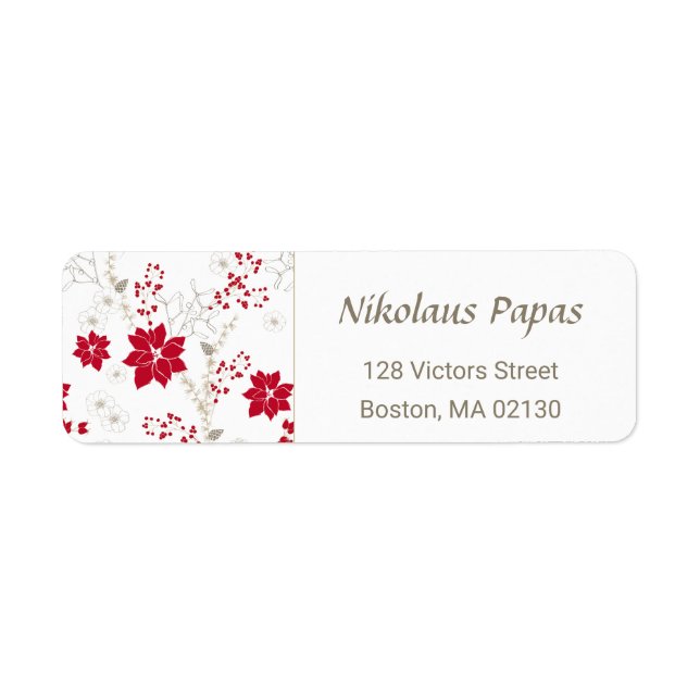 Festive Christmas Flowers | Red Beige Address (Front)