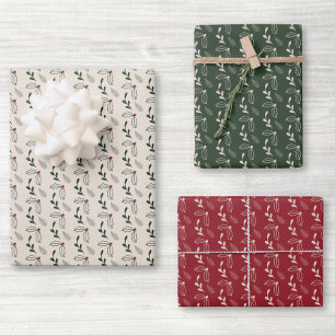 Festive Christmas Foliage Holiday Gift Wrapping Paper Sheet