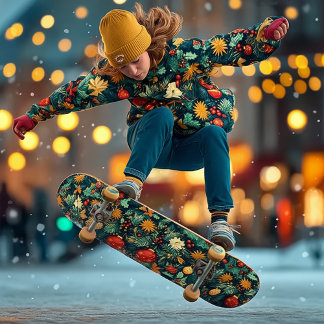 Festive Christmas Foliage with Ornaments Skateboard