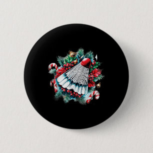 Festive Christmas For Badminton Lovers, Christmas 6 Cm Round Badge