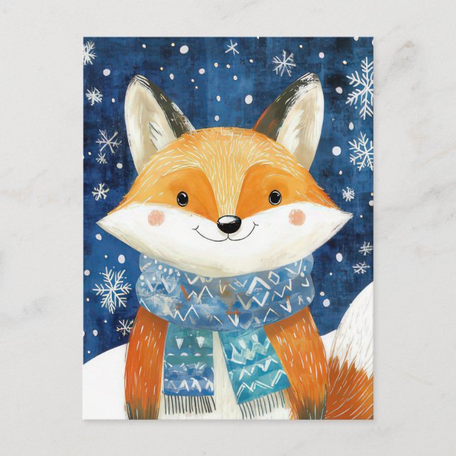 Festive Christmas Fox Greeting Card (Front)