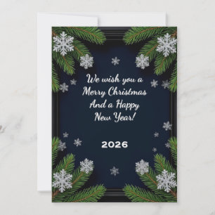 Festive Christmas Frame with Pine Branches Card