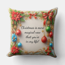 Festive Christmas Frame with Poinsettias