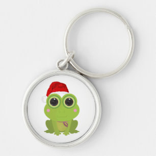 Festive Christmas Frog Santa Hat Cute Kawaii  Key Ring