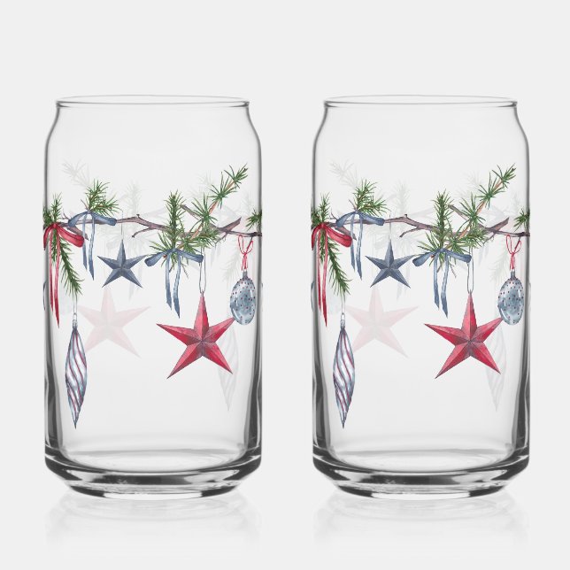 Festive Christmas Garland: Holiday Cheer Drinkware Can Glass (Back)