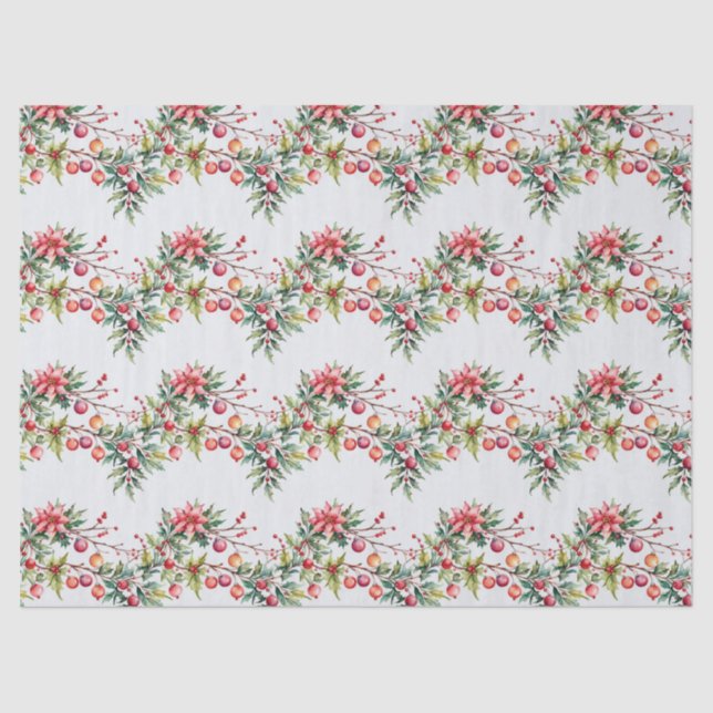 Festive Christmas Garland in Watercolor Tissue Paper (Front)