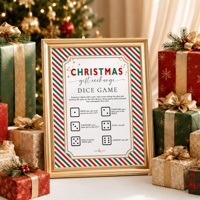 Festive Christmas Gift Exchange Dice Game Sign (Creator Uploaded)