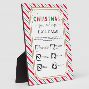 Festive Christmas Gift Exchange Dice Game Sign Plaque