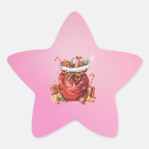 Festive Christmas Gift Sack with Presents Star Sticker