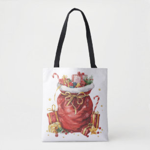Festive Christmas Gift Sack with Presents Tote Bag