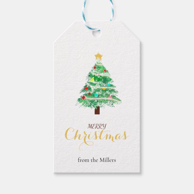 Festive Christmas Gift Tag with Christmas Tree (Front)