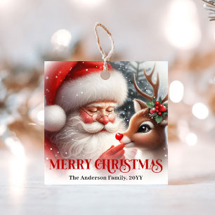 Festive Christmas Gift Tags Santa Claus Rudolph 
