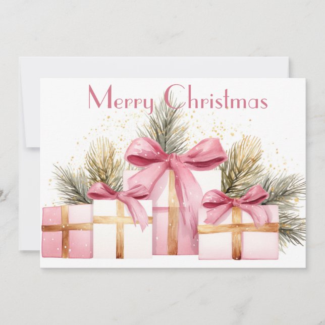 Festive Christmas Gifts Flat Holiday Card (Front)