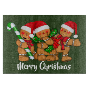 Festive Christmas gingerbread add message cutting Board