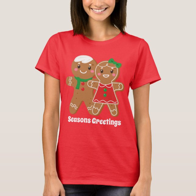 Festive Christmas gingerbread add text T-Shirt (Front)