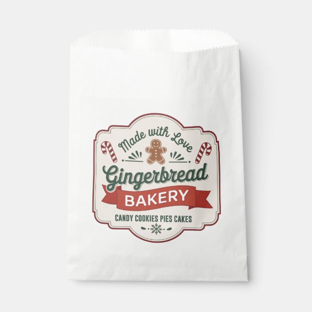Festive Christmas gingerbread bakery Favour Bags (Front)
