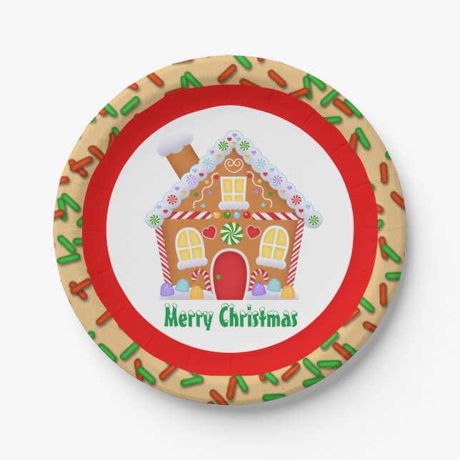 Festive Christmas gingerbread house add text plate (Front)