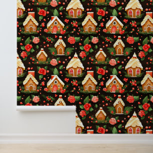 Festive Christmas gingerbread house Wallpaper