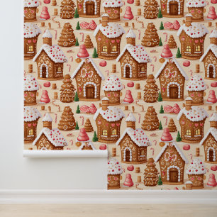 Festive Christmas gingerbread house Wallpaper