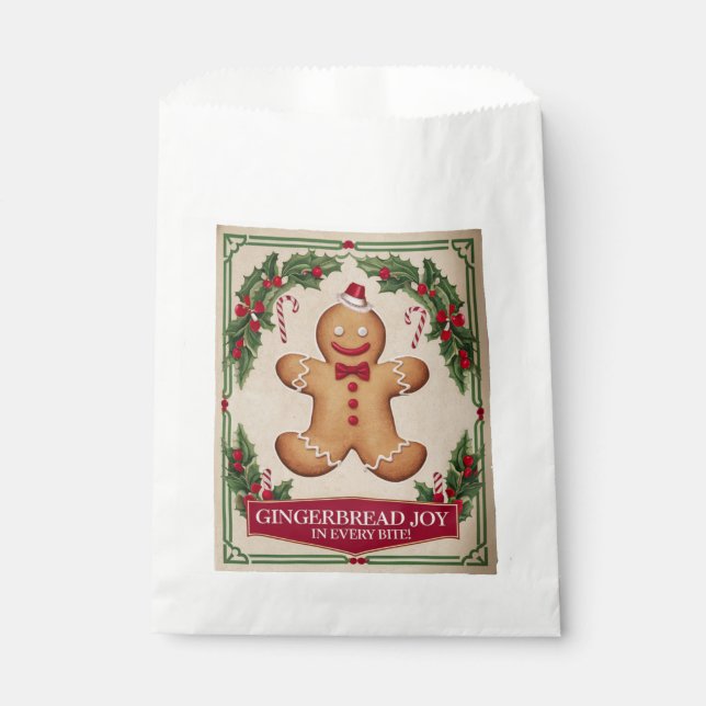 Festive Christmas Gingerbread joy party Favour Bags (Front)