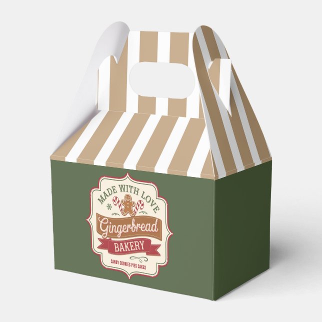 festive Christmas gingerbread party Favour Box (Front Side)