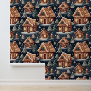 Festive Christmas gingerbread tiled pattern Wallpaper
