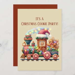 Festive Christmas gingerbread train party Invitation