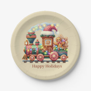 Festive Christmas gingerbread train party  Paper Plate
