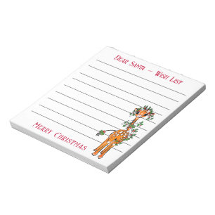 Festive Christmas giraffe, Santa’s wish list Note