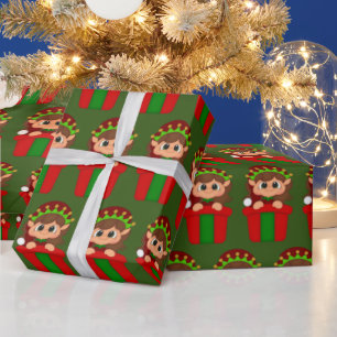 Festive Christmas girl elf pattern Wrapping Paper