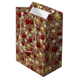 Festive Christmas Glitter Patter Medium Gift Bag