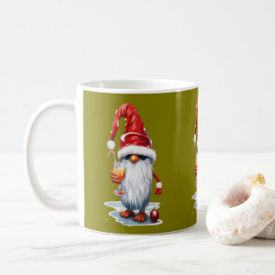 Festive Christmas Gnome Gonk Holding A Glass Coffee Mug