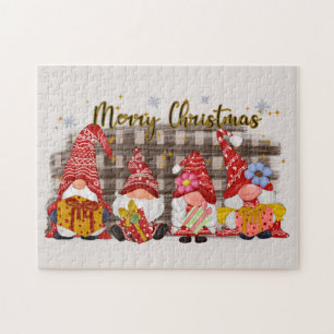 Festive Christmas gnome Holiday jigsaw puzzle