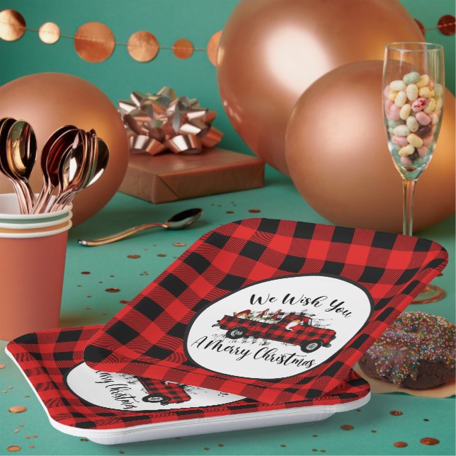 festive Christmas gnome Holiday  Paper Plate (Multi)