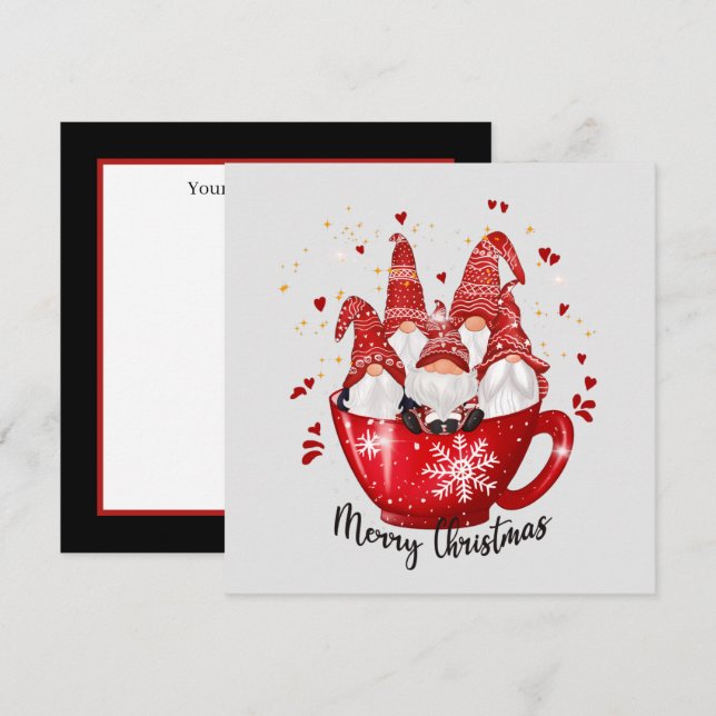 festive Christmas gnome snowman Holiday Card (Front/Back)