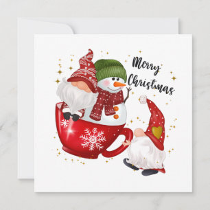 festive Christmas gnome snowman Holiday Card