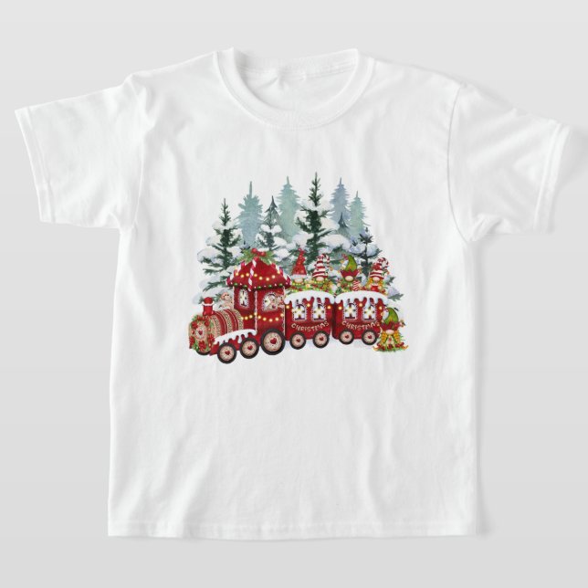 Festive Christmas gnome train  T-Shirt (Laydown)