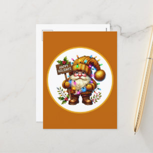 Festive Christmas gnome word art  Holiday Postcard