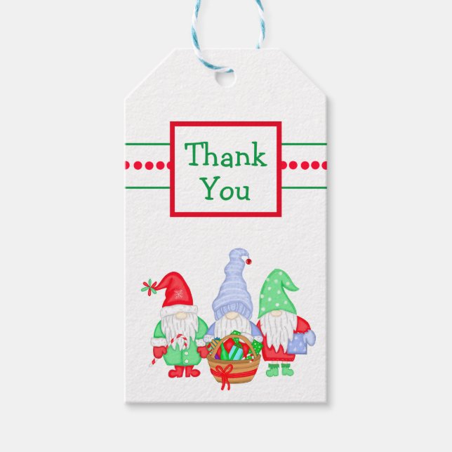 Festive Christmas Gnomes Thank You Gift Tag (Front)